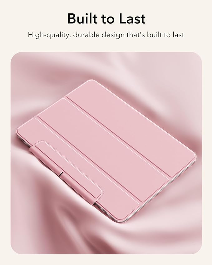 ESR for iPad Air 13 Inch Case M4/M3/M2 (2026/2025/2024) iPad Pro 12.9 Case Powerful Magnetic Attachment Slim Trifold Stand Case Supports Pencil Pro &amp Pencil (USB-C) Rebound Series Pink