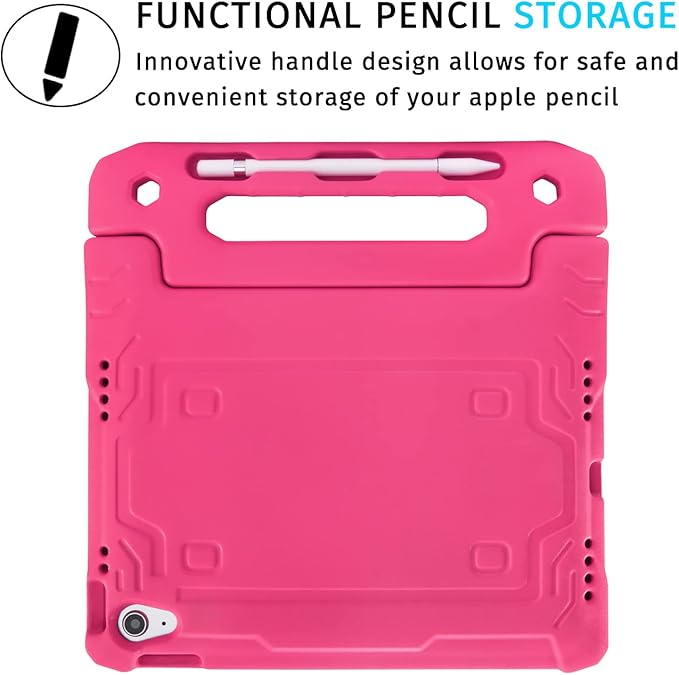 HDE Case for iPad 10th Generation 10.9 inch for Kids with Built-in Screen Protector Shockproof Cover with Multi Angle Viewing Handle Stand Hot Pink
