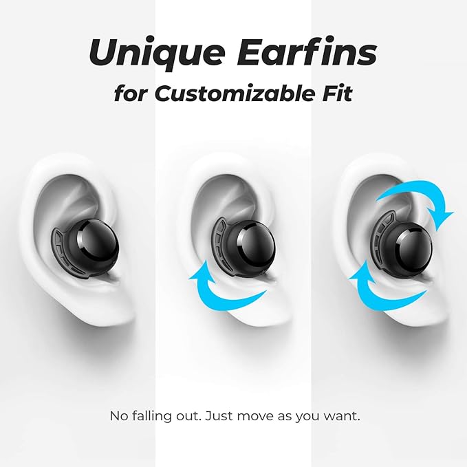 Tribit Wireless Earbuds 110H Playtime Bluetooth 5.3 IPX8 Waterproof Touch Control True Wireless Bluetooth Earbuds with Mic Earphones in-Ear Deep Bass Built-in Mic Bluetooth Headphones FlyBuds 3