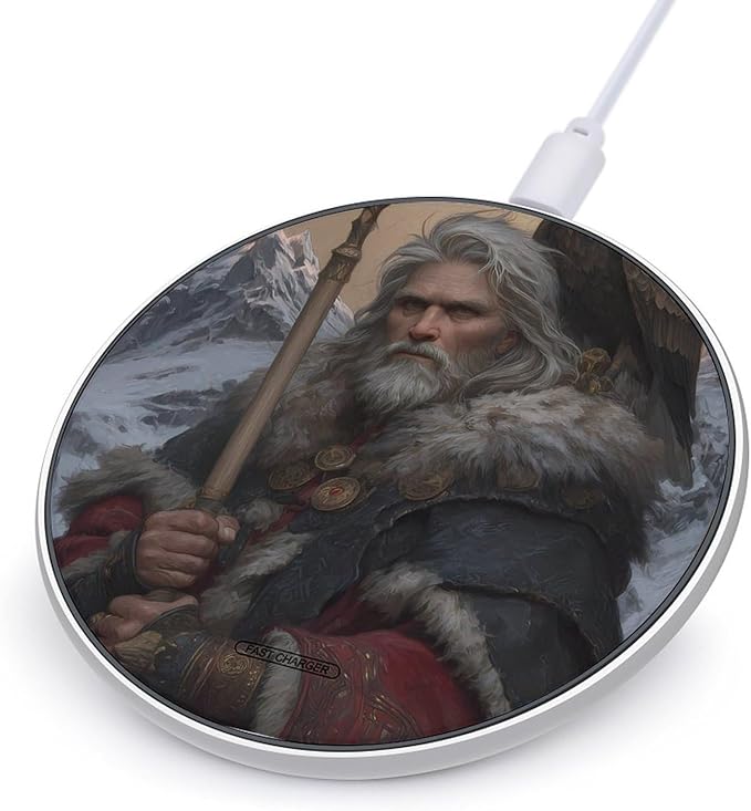 Odin God Norse Mythology Phone Charger Magnetic Charging Pad Anti-Slip with USB Cable