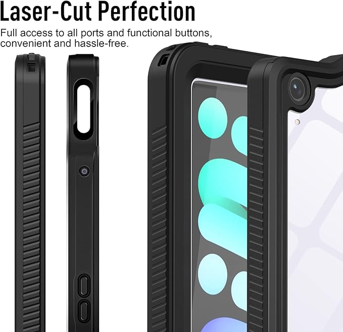 AICase iPad mini 7 A17 Pro 2024 iPad mini 6 2021 (6th Generation) 8.3 Inch WaterproofDustproof Shockproof Case Cover with 360 Full-Body Protection with Lanyard for iPad mini 8.3 7th/6th Gen