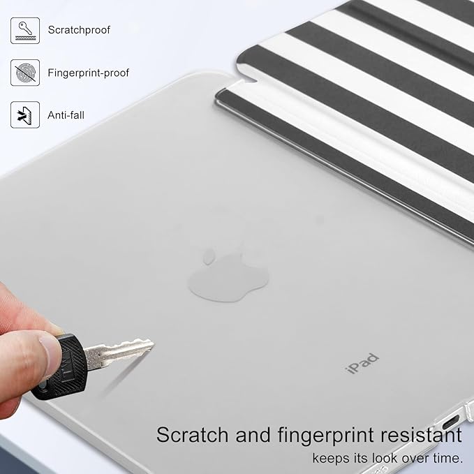 case for ipad 11th Generation11 Inch 2025 (A16 Chip) &amp 10th Gen 10.9 Inch 2022 - Slim Scratch-Resistant Hard PC Translucent Back Shell Smart Cover Wake/Sleep FunctionBlack Stripes