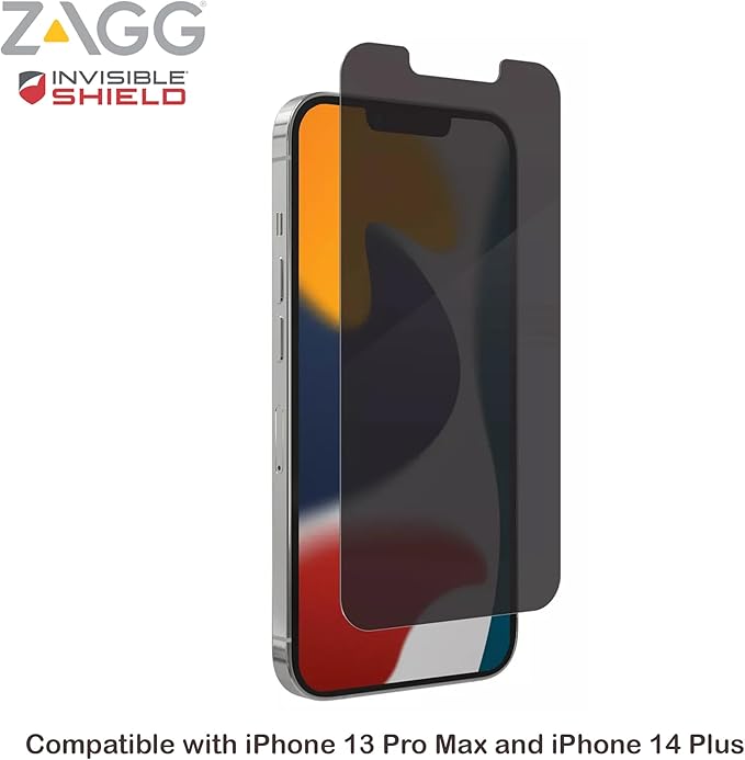 ZAGG InvisibleShield Glass Privacy Screen Protector for iPhone 13 PRO MAX – 3X Impact and Scratch Protection Strongest Tempered Glass Smudge-Free Smooth Silky Feel Two-way Side View Privacy