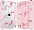 May Chen for iPad Air 11-inch M4/M3/M2 (2026/2025/2024) iPad Air 5th/4th 10.9 Inch - Shockproof Cover with Clear Back Shell &amp Penceil Holder Auto Wake/Sleep Stand Cover Pink Bows