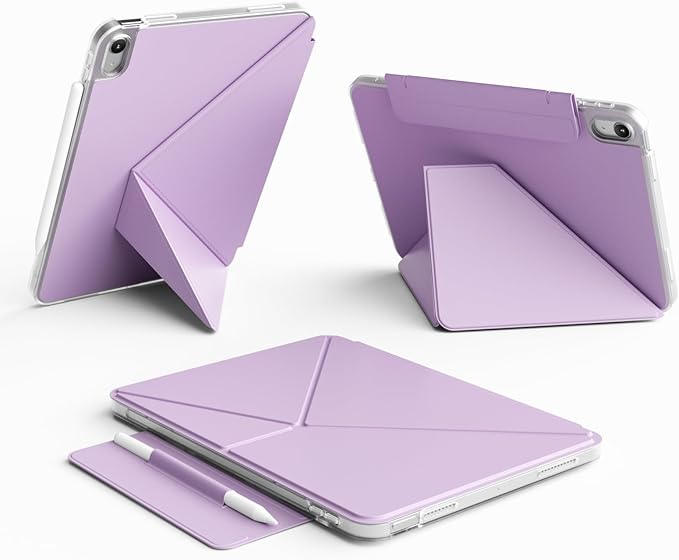 kenke Case for iPad Air 11 Inch M4/M3/M2 (2026/2025/2024) iPad Air 5th/4th Generation 10.9 Inch (2022/2020) with Clasp Slim Multi Angle Stand Cover with Pencil Holder Magnetic Back Light Purple