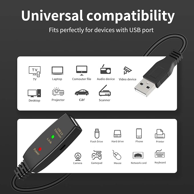 USB 2.0 Extension Cable Black