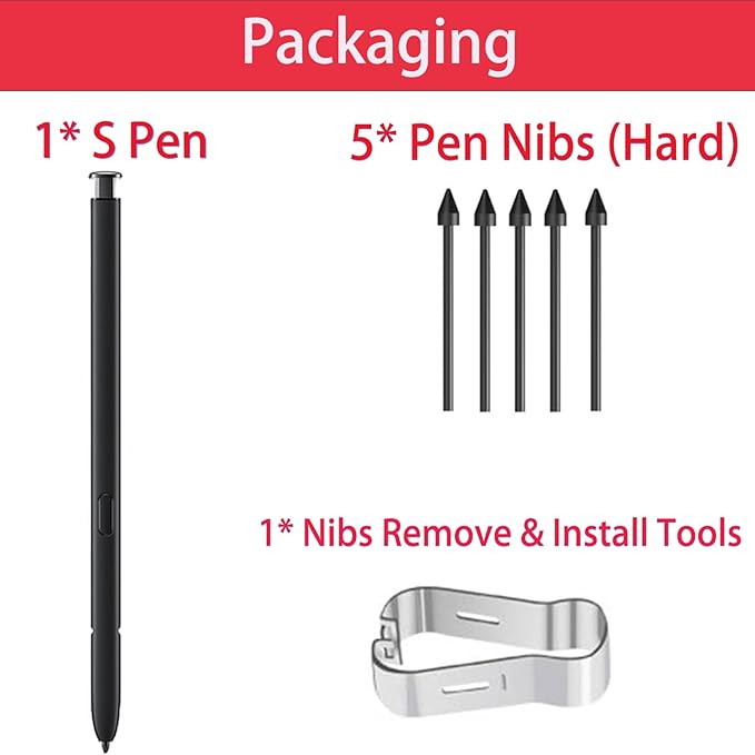 S22 Ultra S Pen (with-Bluetooth) Replacement for Samsung Galaxy S22 Ultra Stylus Pen (4096 Pressure Levels) + Replacement Tips/Nibs (Black)