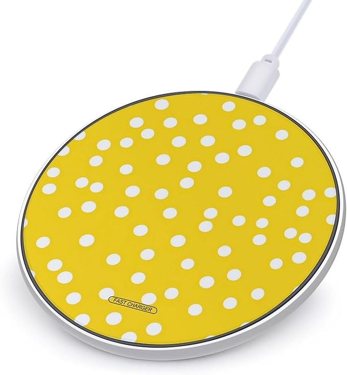 Yellow Polka-Dots Wireless Charger Anti-Slip Wireless Charging Pad Slim Charger Mat for Men Women