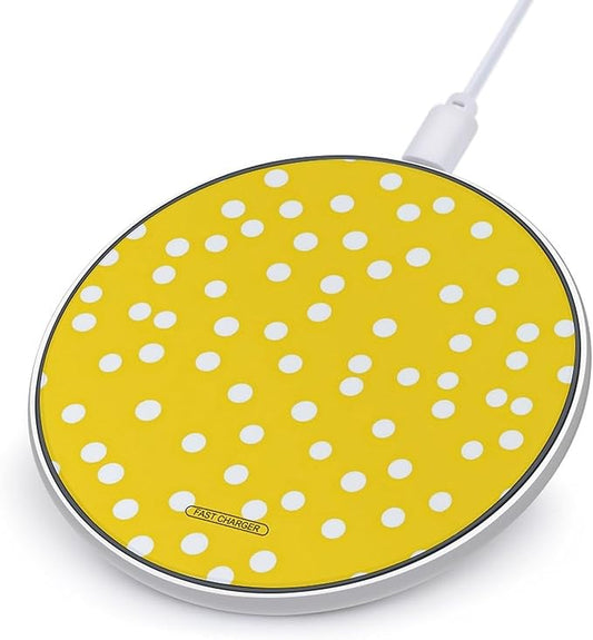 Yellow Polka-Dots Wireless Charger Anti-Slip Wireless Charging Pad Slim Charger Mat for Men Women