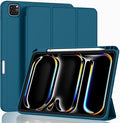 ZryXal New iPad Pro 13 Inch Case (M5) 2025 / (M4) 2024 with Pencil Holder Smart iPad Case [Support Pencil Pro and Pencil (USB-C)] Support Touch ID and Auto Wake/Sleep (Teal)