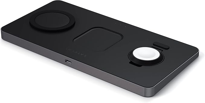 Satechi Trio Wireless Charger with Magnetic Pad Qi Certified Compatible with iPhone 16 Pro Max/16 Pro/16/16 Plus AirPods Pro/Gen 3 Apple Watch Ultra &amp Series (CT-X3TWCPM)