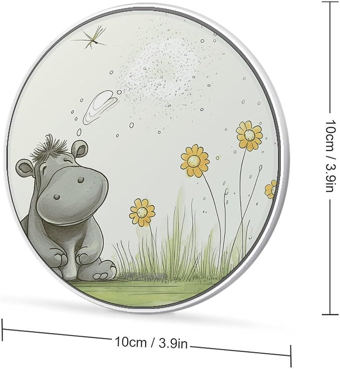 Hippo and Dandelion Wireless Charger Fast Wireless Charging Pad with USB Cable 10W Anti-Slip Magnetic Wireless Charger Portable Slim Charger Puck Travel Charging Station