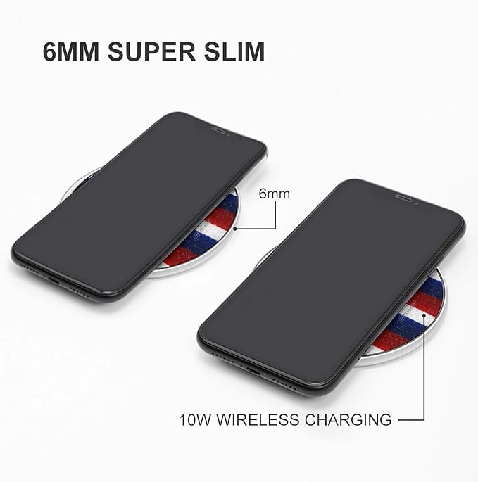 France Flag Wireless Charger Anti-Slip Wireless Charging Pad Slim Charger Mat for Men Women