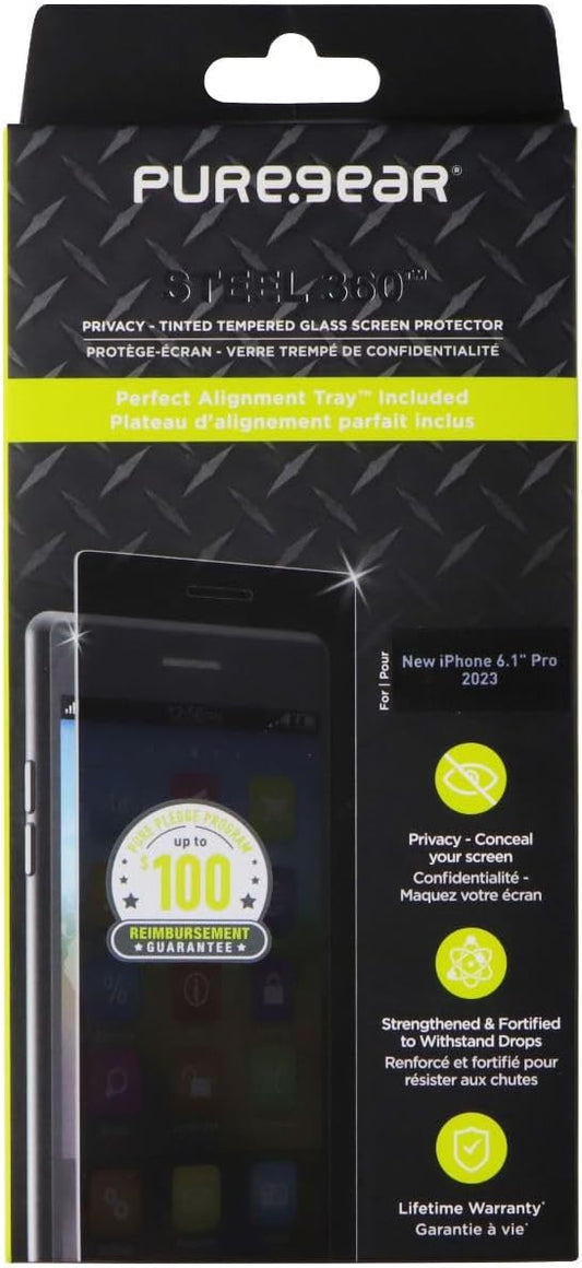 Apple iPhone 15 Pro Steel 360 Privacy Glass Screen Protector with Perfect Alignment Tray™ and Pure Pledge up to $100