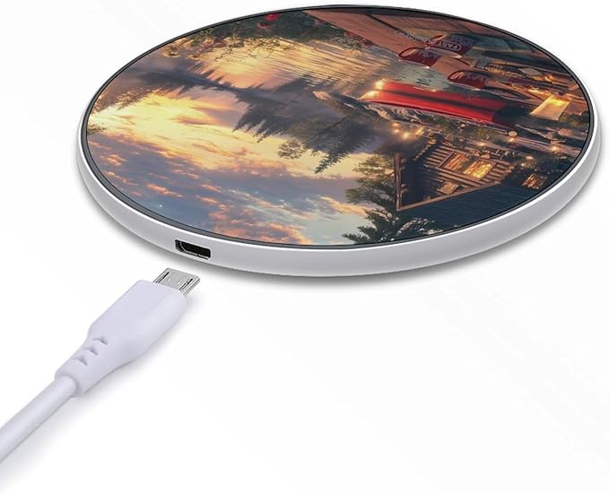 Lake Cabin Boat Wireless Charger Anti-Slip Wireless Charging Pad Slim Charger Mat for Men Women