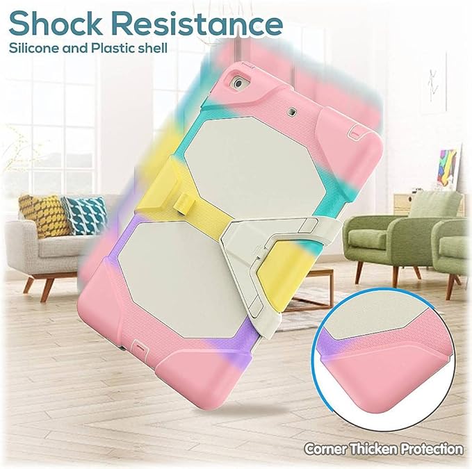 SaharaCase - Splash Series Case Cover for Apple iPad 10.2 Inch (7th 8th and 9th Generation 2021) [Shockproof Bumper] Rugged Full Screen Protection Integrated Kickstand Antislip Cover (Pink)