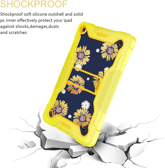 for Samsung Galaxy Tab A 10.1 2019 Case (SM-T510/T515) (NOT for A10.1 2016 A7 10.4 2022/2020 A8 10.5 2021/A10.5 2018) Glitter Sunflower Heavy Duty Rugged Bumper Protective Kickstand Case