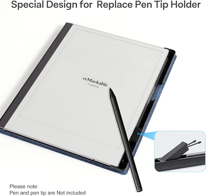 CoBak Case for Remarkable 2 Paper Tablet - Lightweight and Hard Back Shell Protective Book Folio Cover with Built-in Pen Holder - for 10.3 2020 Released (Blue)