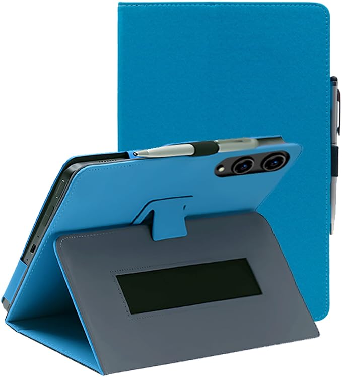 for TECLAST T65 13.4 Inch Tablet Case PU Leather Folding Cover with Pen Holder and Wrist Strap Business Travel Portable (Light Blue)