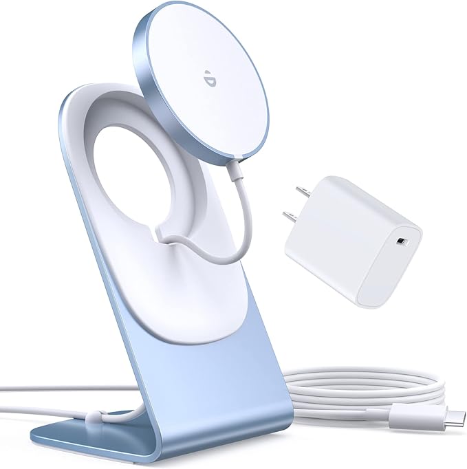 Magnetic Wireless Charger for iPhone 17/16/15/14/13/12 - Mag Charger+20W USB C Adapter Fast Wireless Charging Stand/Pad with 5ft Cable for iPhone 17/16/15/14/13/12 Pro Max Plus Mini 17 Air Blue