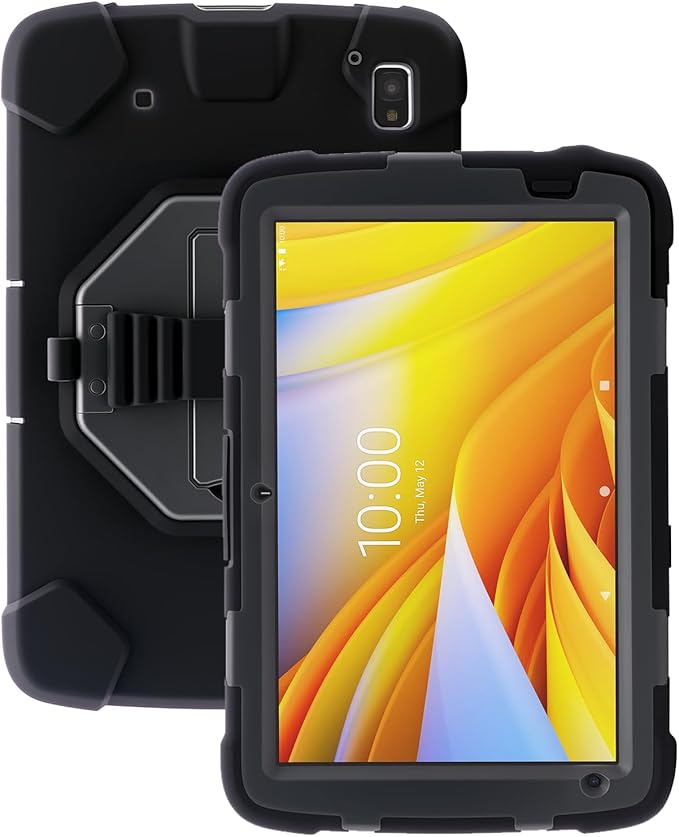 Protective Case for Zebra ET40 ET45 10 Inch Tablet Only Military Grade Shockproof Rugged Cover with Hand Strap &amp Stand SG-ET4X-10EXOSKL1-01 Compatible with Zebra Accessories (Black)
