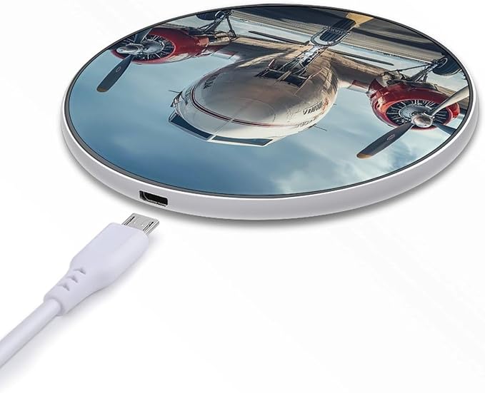 Aircraft on A Runway Wireless Charger Anti-Slip Wireless Charging Pad Slim Charger Mat for Men Women