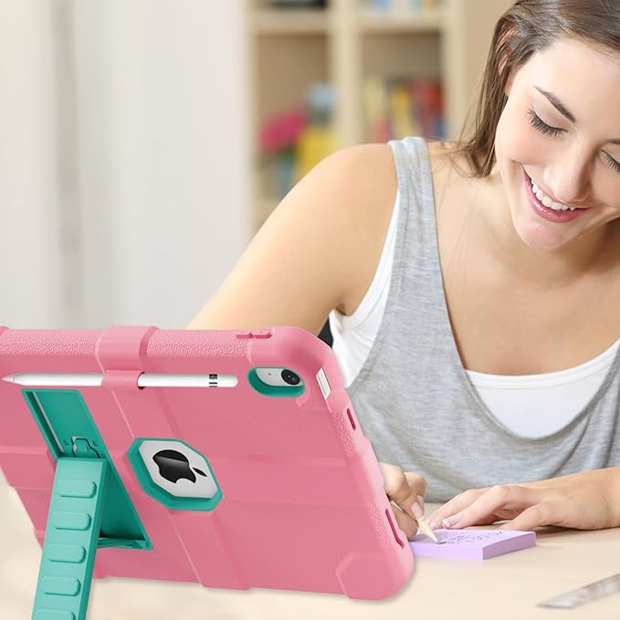 Case for iPad (A16) 11th Generation 11 Inch 2025 / iPad 10th Generation 10.9 Inch 2022 Rugged Heavy Duty Protective Cover [Built-in Pencil Holder ] for iPad 11/10 Gen (Powder)