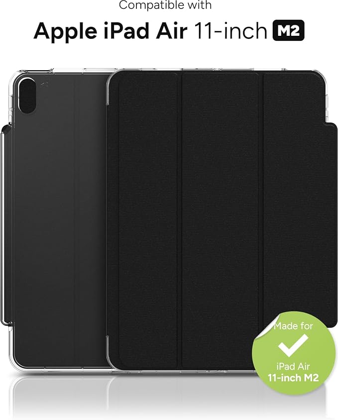 ZAGG Crystal Palace Folio iPad Air 11 (M5)/ (M4)/ (M3)/ (M2) Verde Case - Ultra-Slim Drop-Proof up to 6.5ft Crystal Clear with Scratch-Resistant Surface Integrated Non-Magnetic Foldable Stand