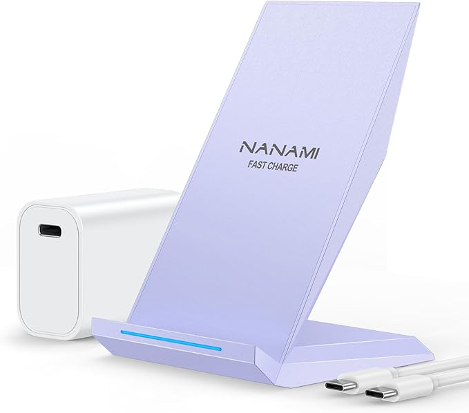NANAMI Wireless Charger with USB C Charger - Fast Wireless Charging Stand Compatible with iPhone 17/16/15/14/13/12 Phone Charger Dock for Samsung Galaxy S26/S26+/S25/S25+/S25 Ultra/S24/S23/S22