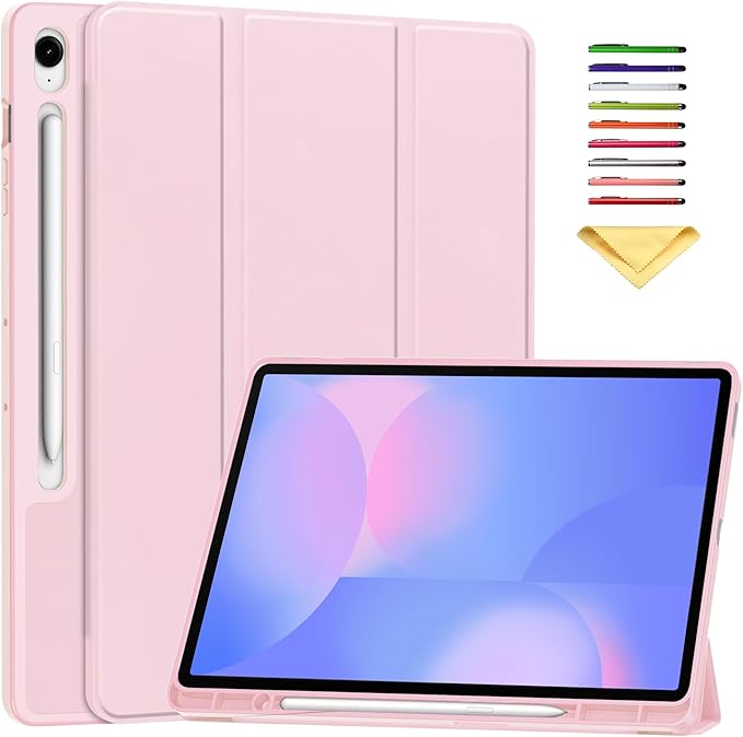 for Galaxy Tab S10 FE Plus Case 13.1 Inch 2025 (Model: SM-X620/SM-X626B) Trifold Stand Cover with S Pen Holder [Auto Wake/Sleep] PU Leather + Soft TPU Back Shell for Tab S10 FE+ 13.1Pink