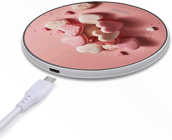 Valentine's Day Food Wireless Charger Fast Wireless Charging Pad with USB Cable 10W Anti-Slip Magnetic Wireless Charger Portable Slim Charger Puck Travel Charging Station