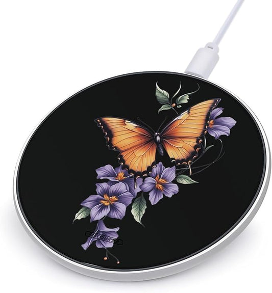 Butterflys Hibiscus Syriacus Flowers Phone Charger Magnetic Charging Pad Anti-Slip with USB Cable
