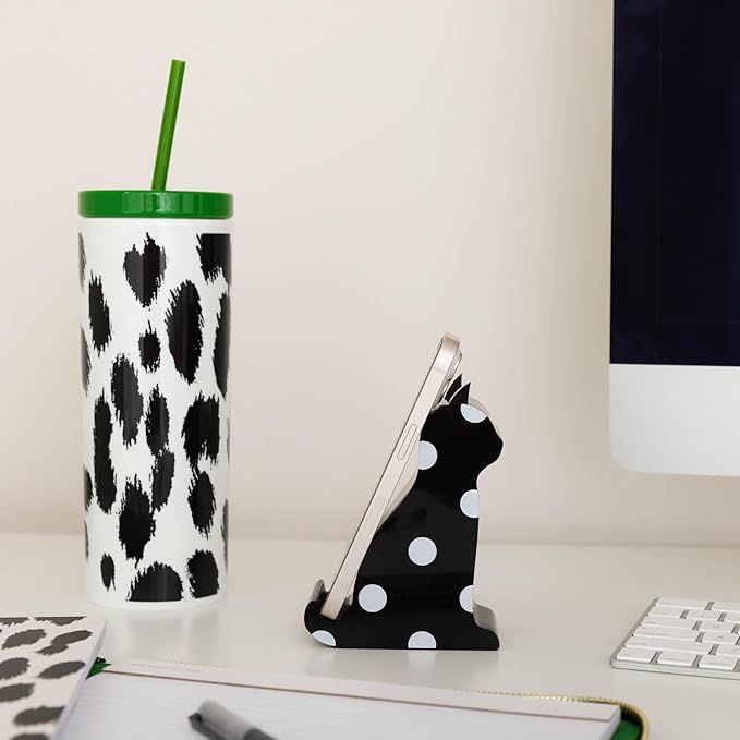 kate spade new york Acrylic Cell Phone Stand Novelty Phone Holder for Desk Black Cat (Picture Dot)