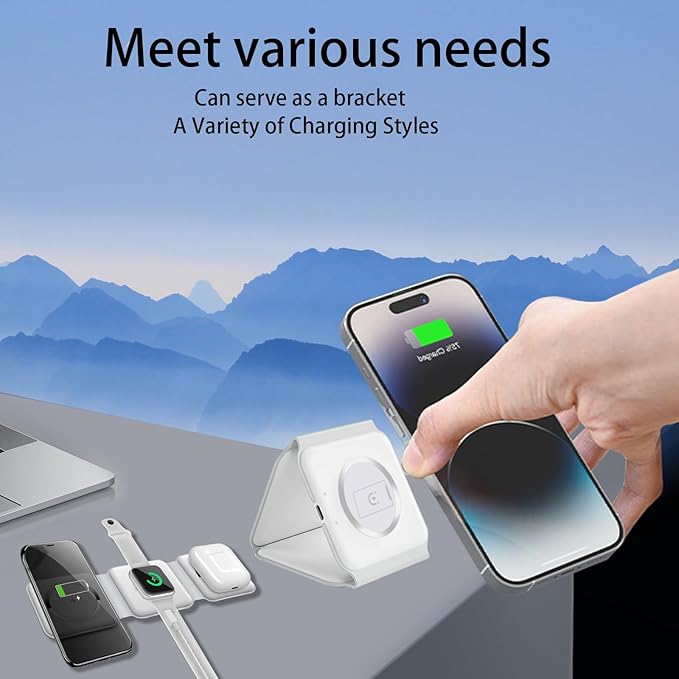 3 in-1 Charging Station for Apple Multiple DevicesFoldable Magnetic Wireless Charger PadTravel Charging Station for iPhone15 14 13 12 Series Watch &amp AirpodsPro/3/2