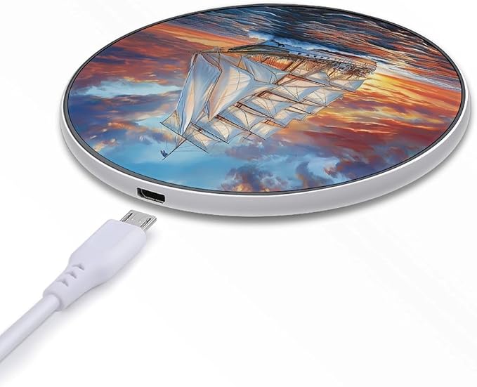 Sunset Sailboat Wireless Charger Anti-Slip Wireless Charging Pad Slim Charger Mat for Men Women