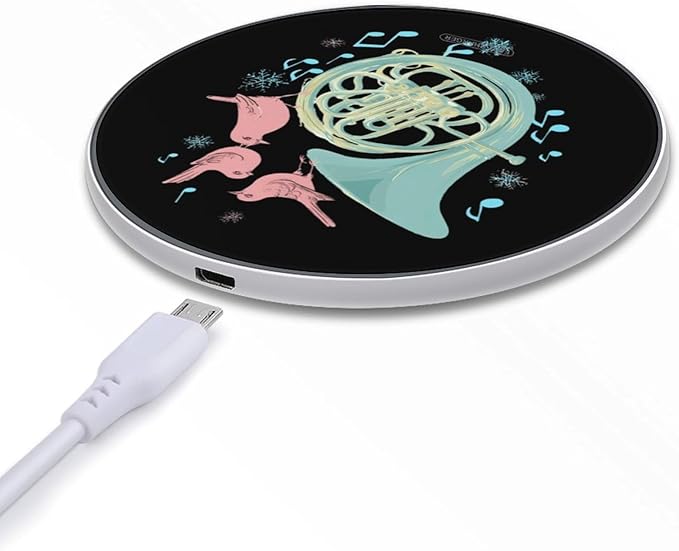 French Horn Music Bird Fast Portable Charger 10W Funny Graphic Phone Charging Pad with USB Cable