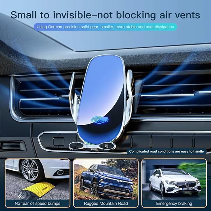 Car Phone Holder with Wireless Charging | Compatible with MagSafe | Adjustable &amp Secure Mount for All Smartphones
