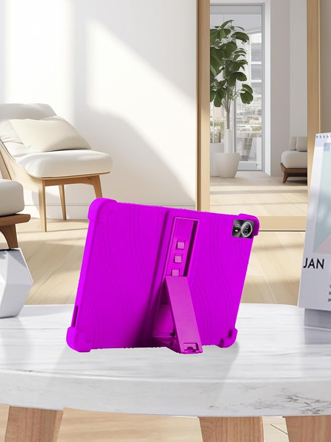 for Urao G140L 14 Inch Tablet CaseBOVUGAC Soft Silicone Adjustable Stand Shockproof Kids Friendly for Higrac G140L 14 Tablet(Purple)