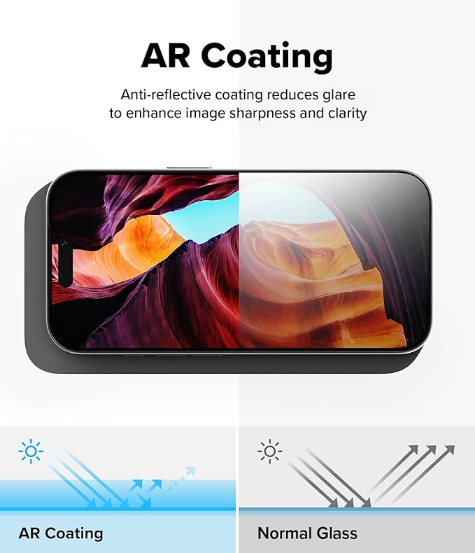 Ringke Easy Slide AR Tempered Glass for iPhone 17 Pro Screen Protector [Glare Minimization] Anti-reflecting Coating Super Easy to Install Case Friendly Shatterproof Premium 9H Hardness