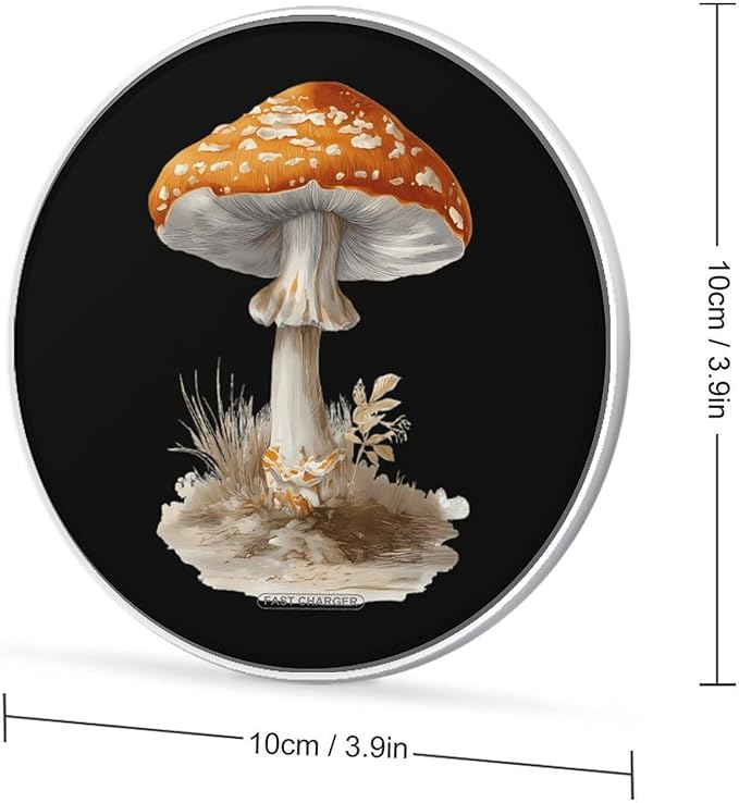 Vintage Mushroom Fast Portable Charger 10W Funny Graphic Phone Charging Pad with USB Cable