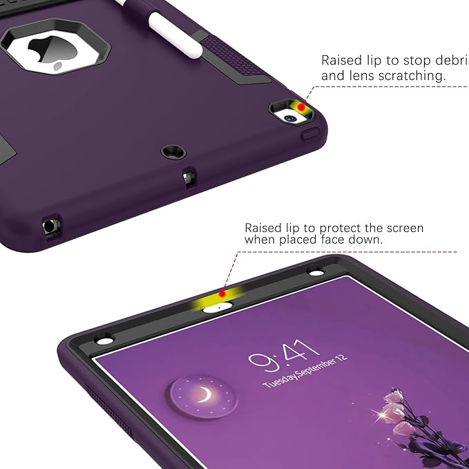 BENTOBEN for iPad 9th Generation Case iPad 8th Generation Case iPad 7th Gen Case iPad 10.2 2021/2020/2019 Case 3 in 1 Heavy Duty Rugged Protective Cover with Stand Pen Holder Deep Purple