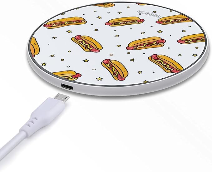 Hot Dogs Mustards Fast Portable Charger 10W Funny Graphic Phone Charging Pad with USB Cable