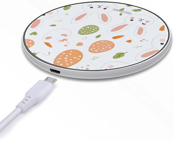 Bunnies Carrot Easter Eggs Phone Charger Magnetic Charging Pad Anti-Slip with USB Cable
