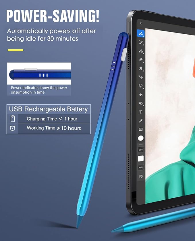 TiMOVO Stylus Pen for iPad Pencil 2nd Generation with Palm Rejection for 2018-2025 11th/10th/9th/8th/7th Gen Pro 13/11(M4)/12.9 iPad Air 11/13 (M3/M2) Mini 7/6th Blue