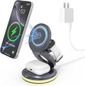 ZealSound 3-in-1 Foldable Magnetic Wireless Charger Stand – 15W Fast Charge with Night Light &amp Includes 30W Adapter Portable Charging Pad for iPhone Apple Watch &amp AirPods 2/3 Home Office