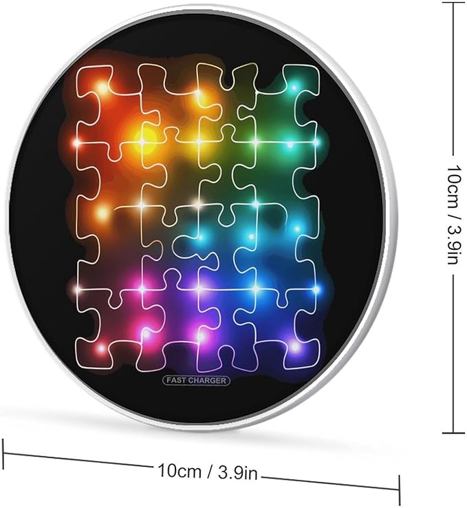 Puzzle Autism Neon Lights Phone Charger Magnetic Charging Pad Anti-Slip with USB Cable