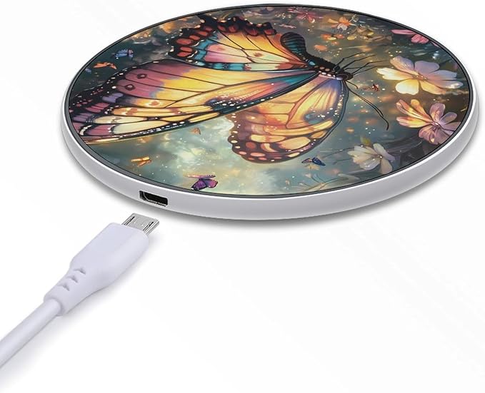 Butterfly Wireless Charger Anti-Slip Wireless Charging Pad Slim Charger Mat for Men Women