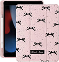 Cute Kawaii Black Bow for iPad Air5/Air4 Case with Pencil Holder Auto Sleep/Wake Pink Leather Soft TPU Back Cover for iPad 10.9 Inch 2022/2020