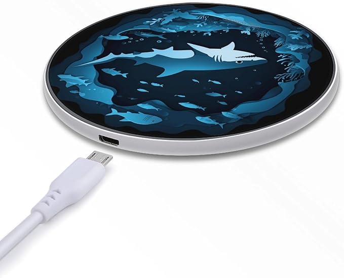 Shark Fish Undersea Cave Phone Charger Magnetic Charging Pad Anti-Slip with USB Cable