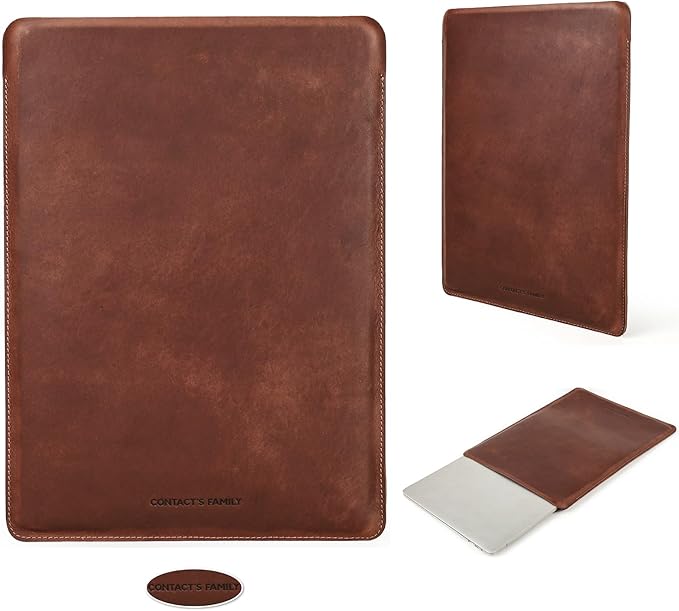 Top Grain Leather 13.3 Slim Laptop Sleeve Case Solid Minimalist Vintage Design Handmade Compatible with MacBook Pro 13.3 MacBook Air M1/M2 DELL XPS 13 &amp Other PC Brown 13.3 Inch